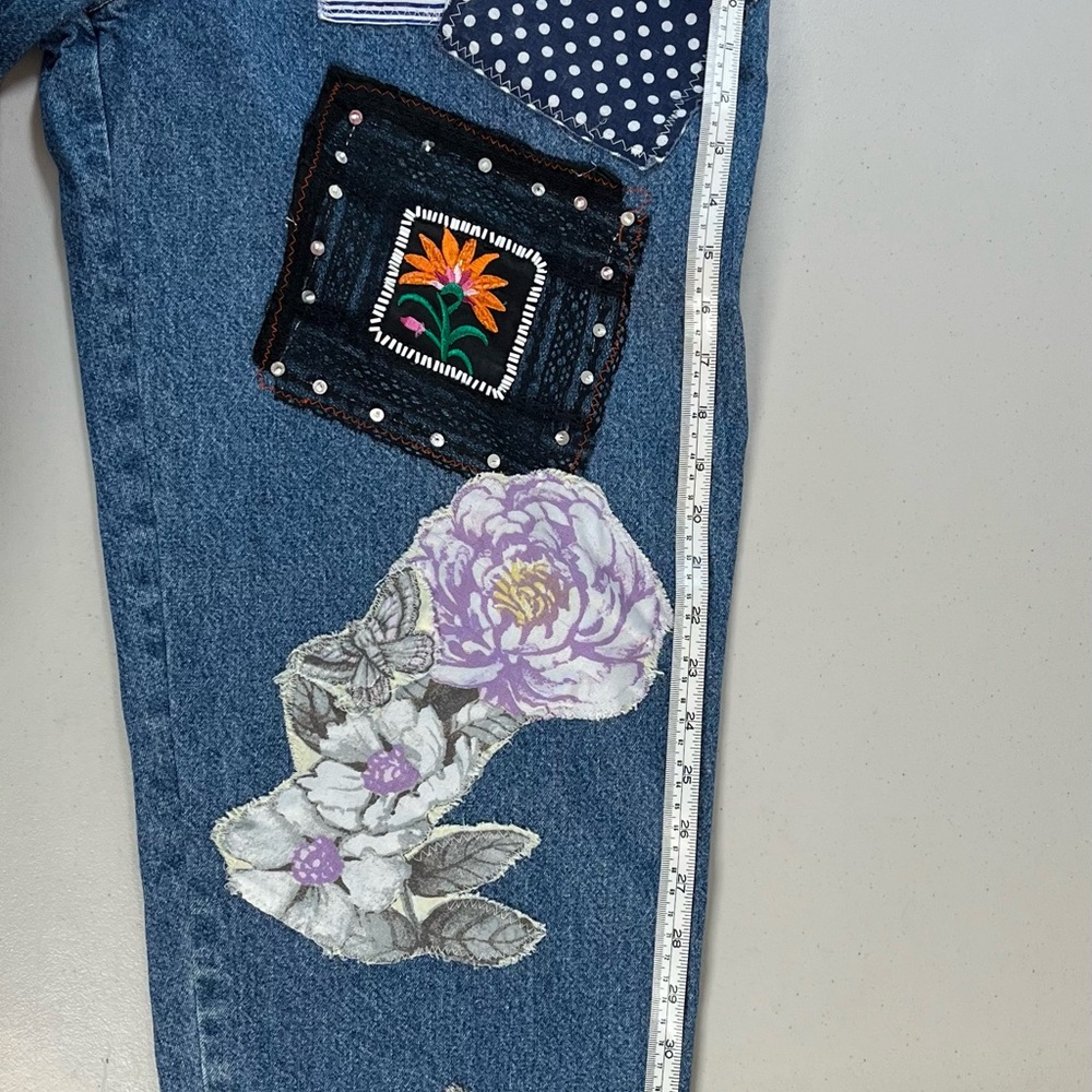 Faded Glory Floral Patchwork Denim Jumpsuit - Picture 16 of 17